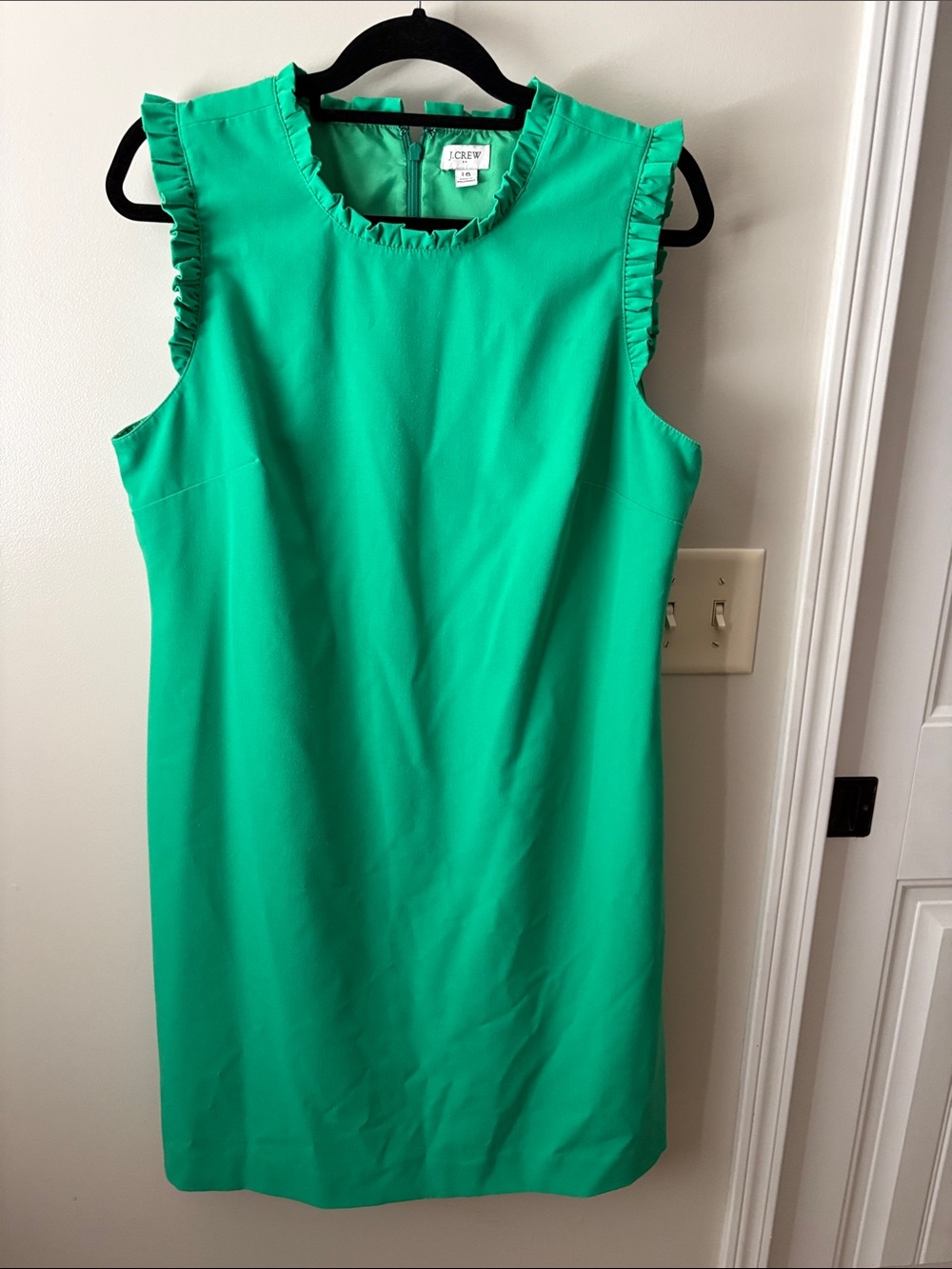 J. Crew Emerald Ruffled-Sleeve Shift Dress